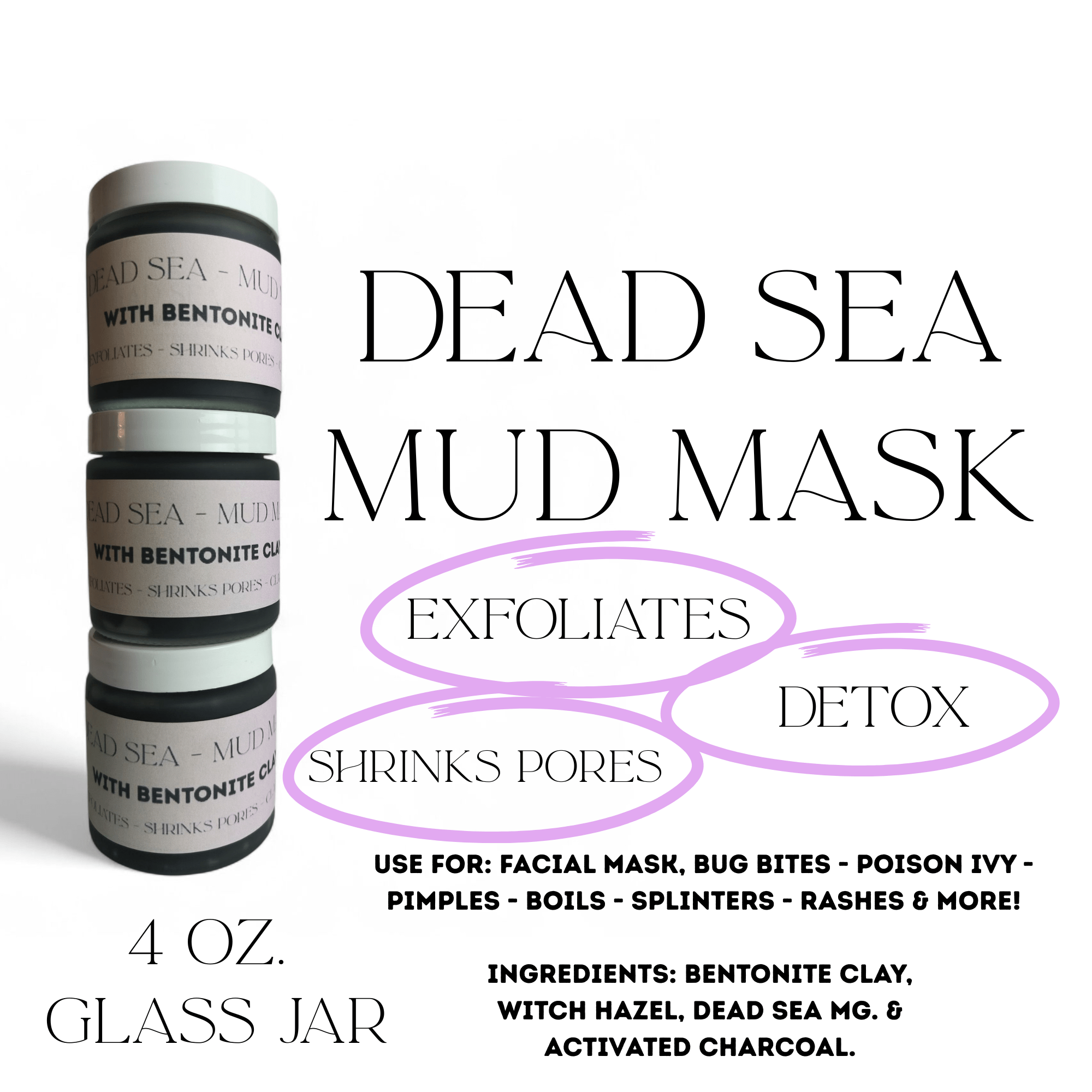 Bentonite Clay Purifying Mud Mask – Armpit Detox, Rash Remedy