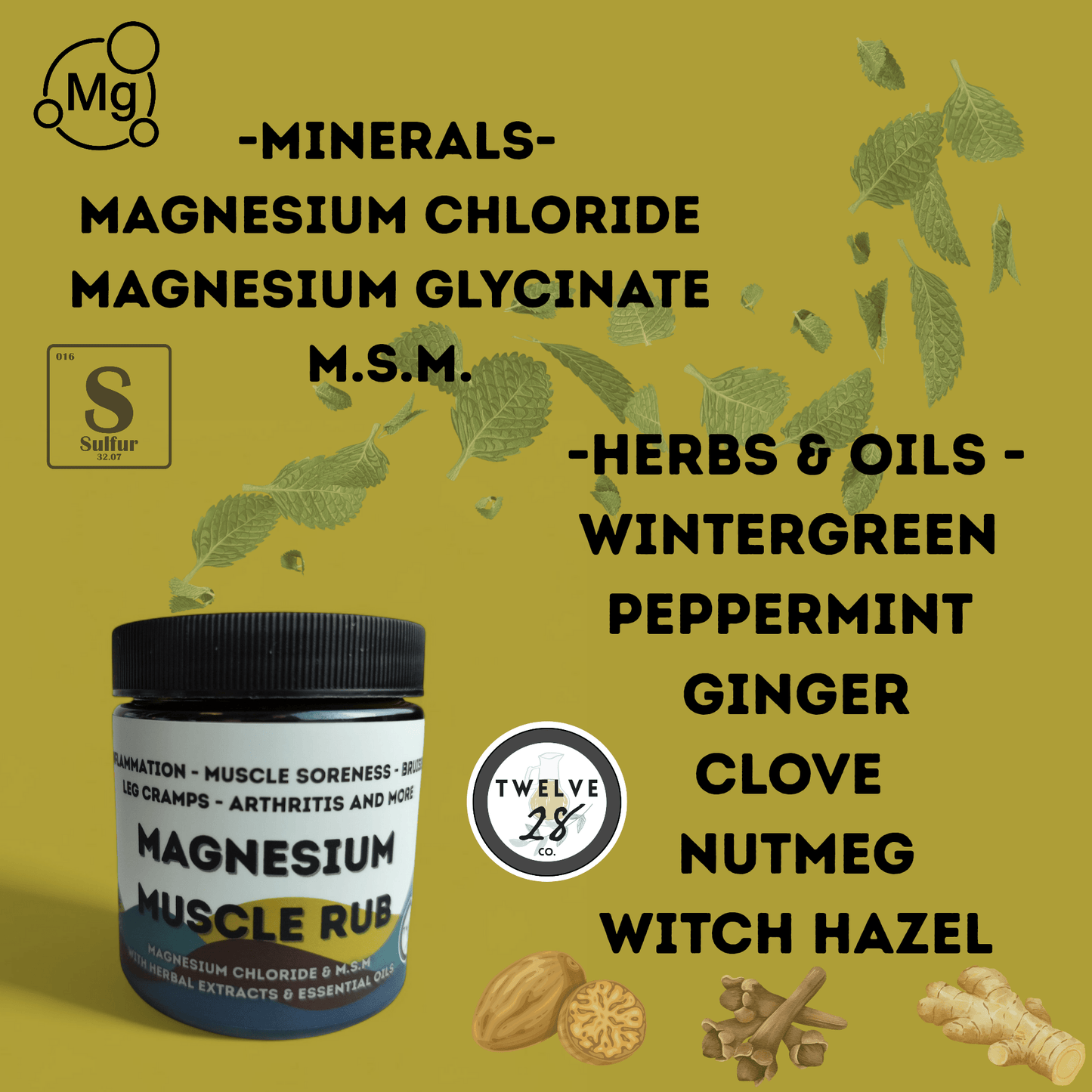 Magnesium MUSCLE RUB - Like "Icy Hotโข๏ธ" or "Bio - freezeโข๏ธ" but better! Magnesium Chloride Based Cream with Added Oils - TWELVE28CO
