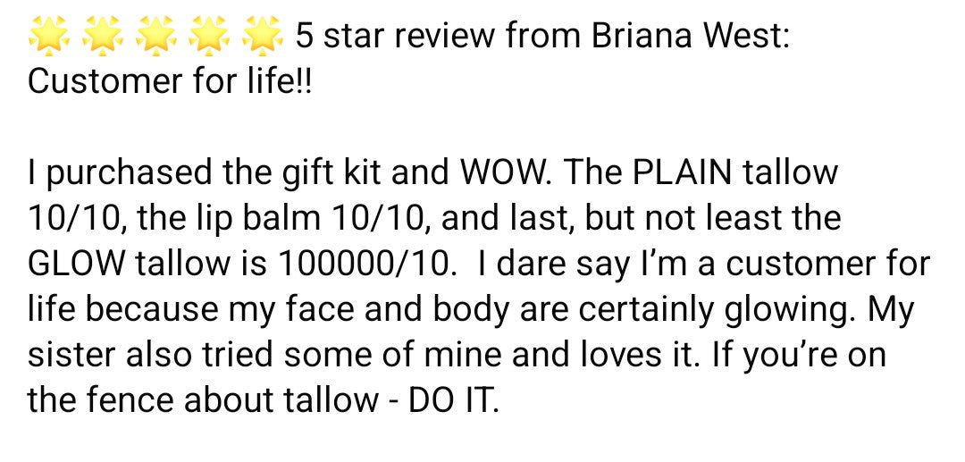 Organic Grass - fed Tallow Gift Set | Tallow Cream Gift Set | TWELVE28CO Native Elements Glow Cream & Plain Tallow - TWELVE28CO