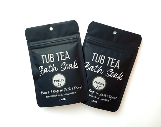 Tub Tea Bath Soak - Gift Ready Epsom Salt Bath Soaks - Sea Salt Soak Gift Set - Lavender Oil Sea Salt - Pregnancy Bath Soak - TWELVE28CO