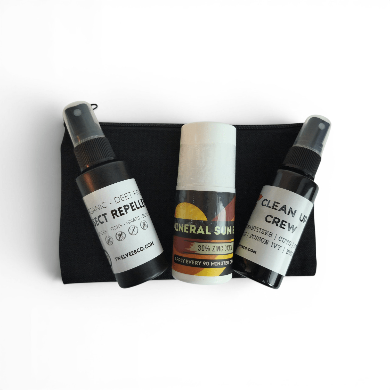 Battle Creek Ready Gift Set: Organic Sun Shield, Deet Free Insect Repellent & Clean Up Crew Hand Sanitizer– All in One Portable Kit - TWELVE28CO