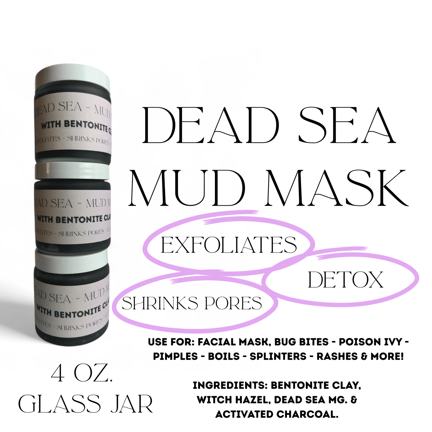 Bentonite Clay Purifying Mud Mask – Armpit Detox, Rash Remedy & Exfoliant - TWELVE28CO