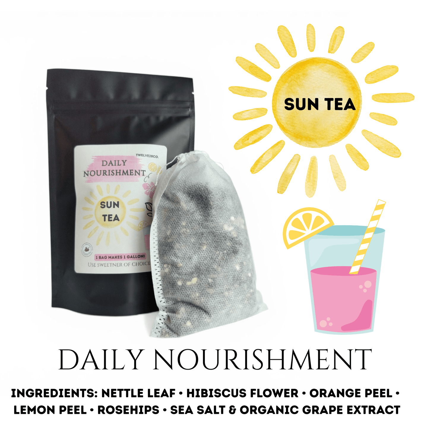 Daily Nourishment Sun Tea ✺ Plant - Based Vitamins + Minerals 🚫Caffeine Free - TWELVE28CO