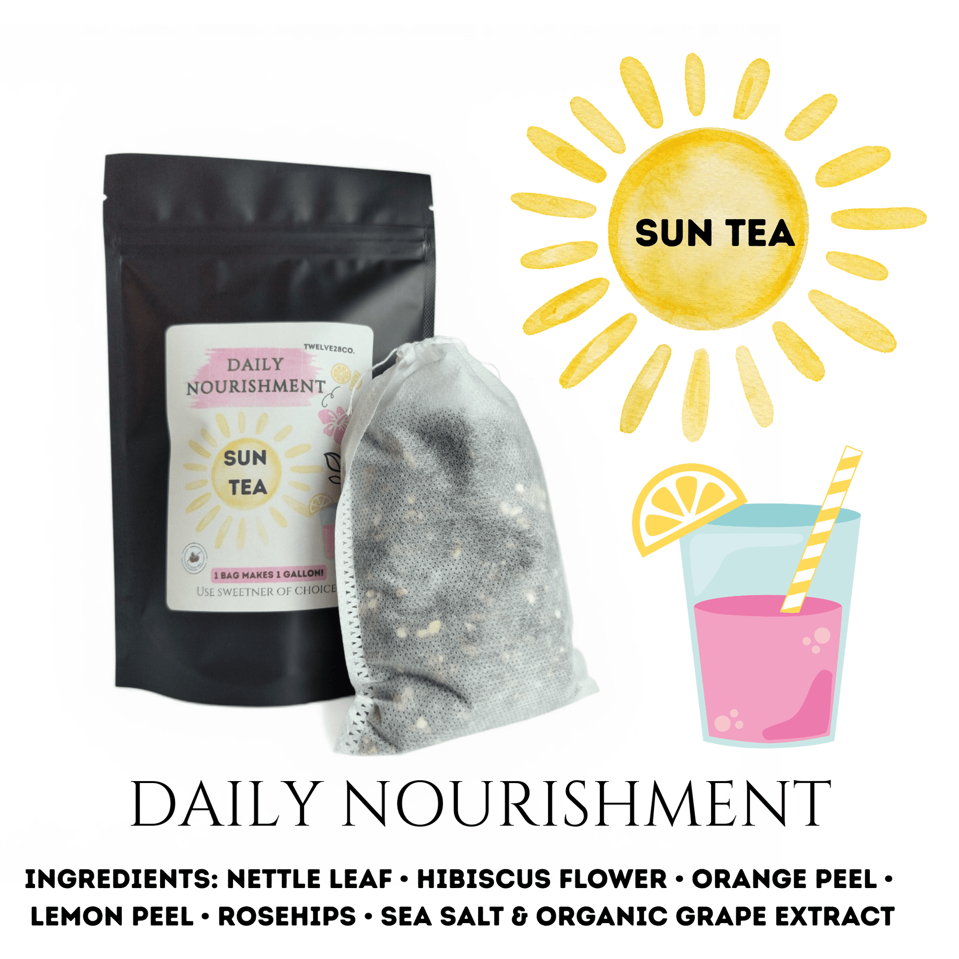 Daily Nourishment Sun Tea ✺ Plant - Based Vitamins + Minerals 🚫Caffeine Free - TWELVE28CO