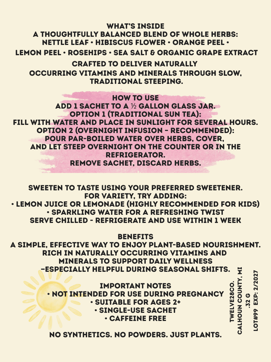 Daily Nourishment Sun Tea ✺ Plant - Based Vitamins + Minerals 🚫Caffeine Free - TWELVE28CO