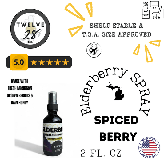 Elderberry Cough Spray - With Michigan Grown Elderberries & Raw Honey - TINCTURE - TWELVE28CO