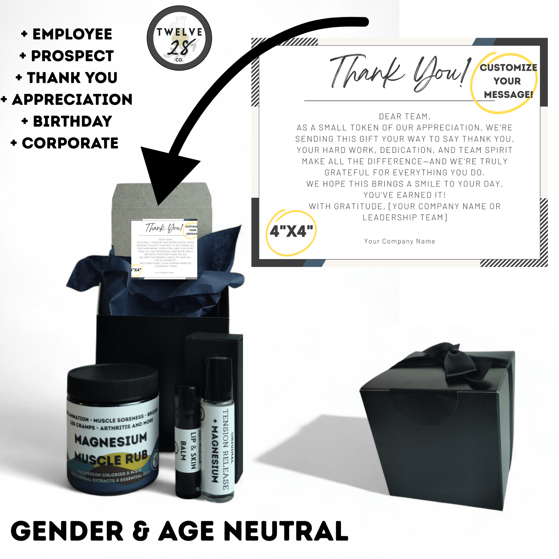 Employee Gift Set - Corporate Gift - Organic Magnesium - Unisex - Appreciation, Thank You, Coworker, Team, Client Gift Set - TWELVE28CO - TWELVE28CO