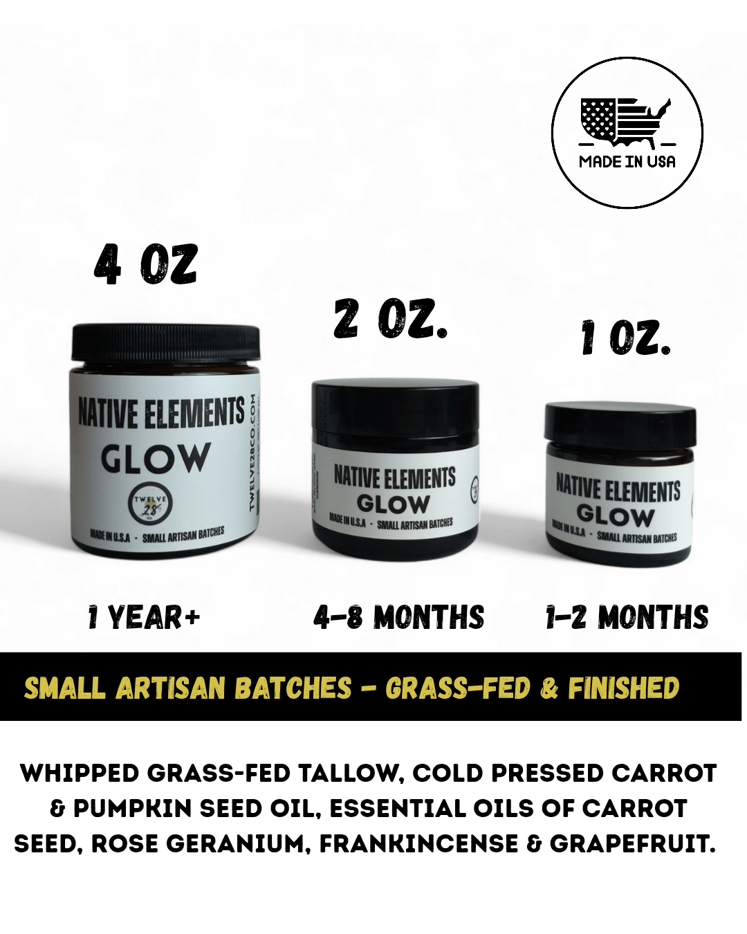 GLOW CREAM - Grass - Fed\Finished Tallow Facial Cream - Formerly Elder N Honey Co. Glow - TWELVE28CO