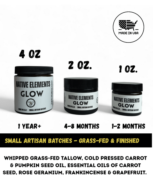 GLOW CREAM - Grass - Fed\Finished Tallow Facial Cream - Formerly Elder N Honey Co. Glow - TWELVE28CO