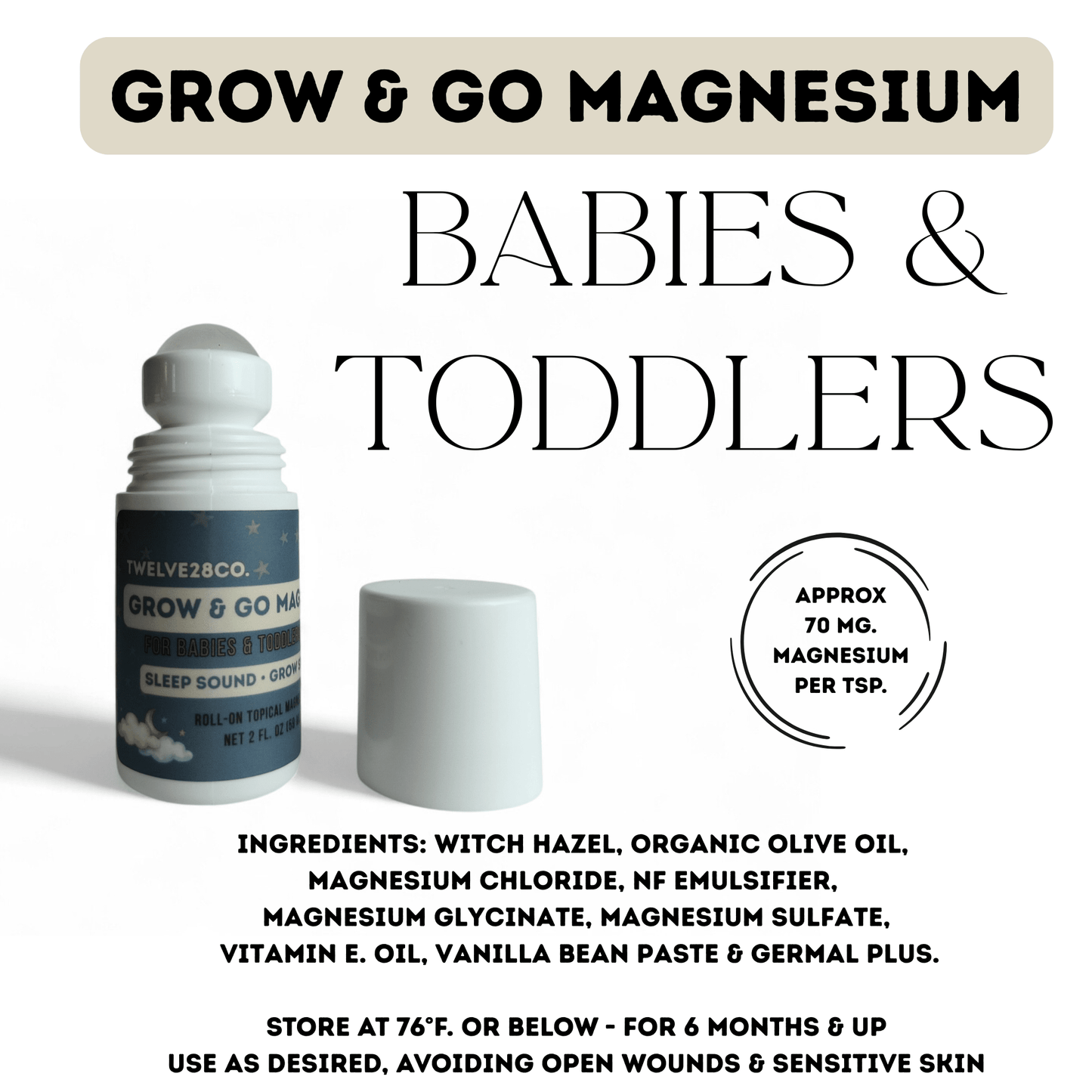 Grow & Go Junior Magnesium Roller Gentle • Easy Application • Made for Growing Bodies - TWELVE28CO