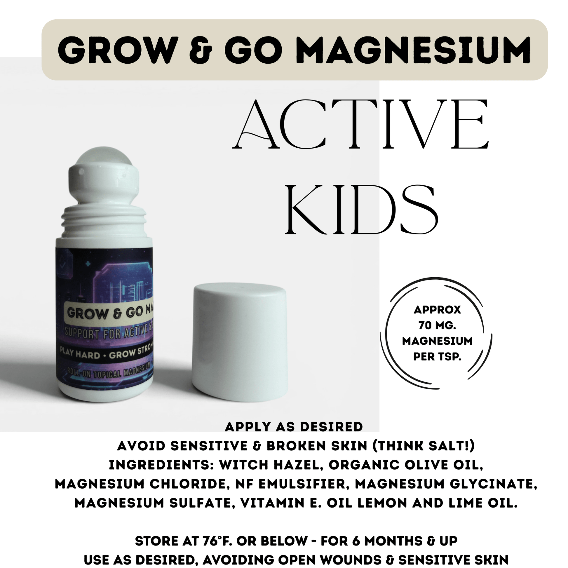 Grow & Go Junior Magnesium Roller Gentle • Easy Application • Made for Growing Bodies - TWELVE28CO