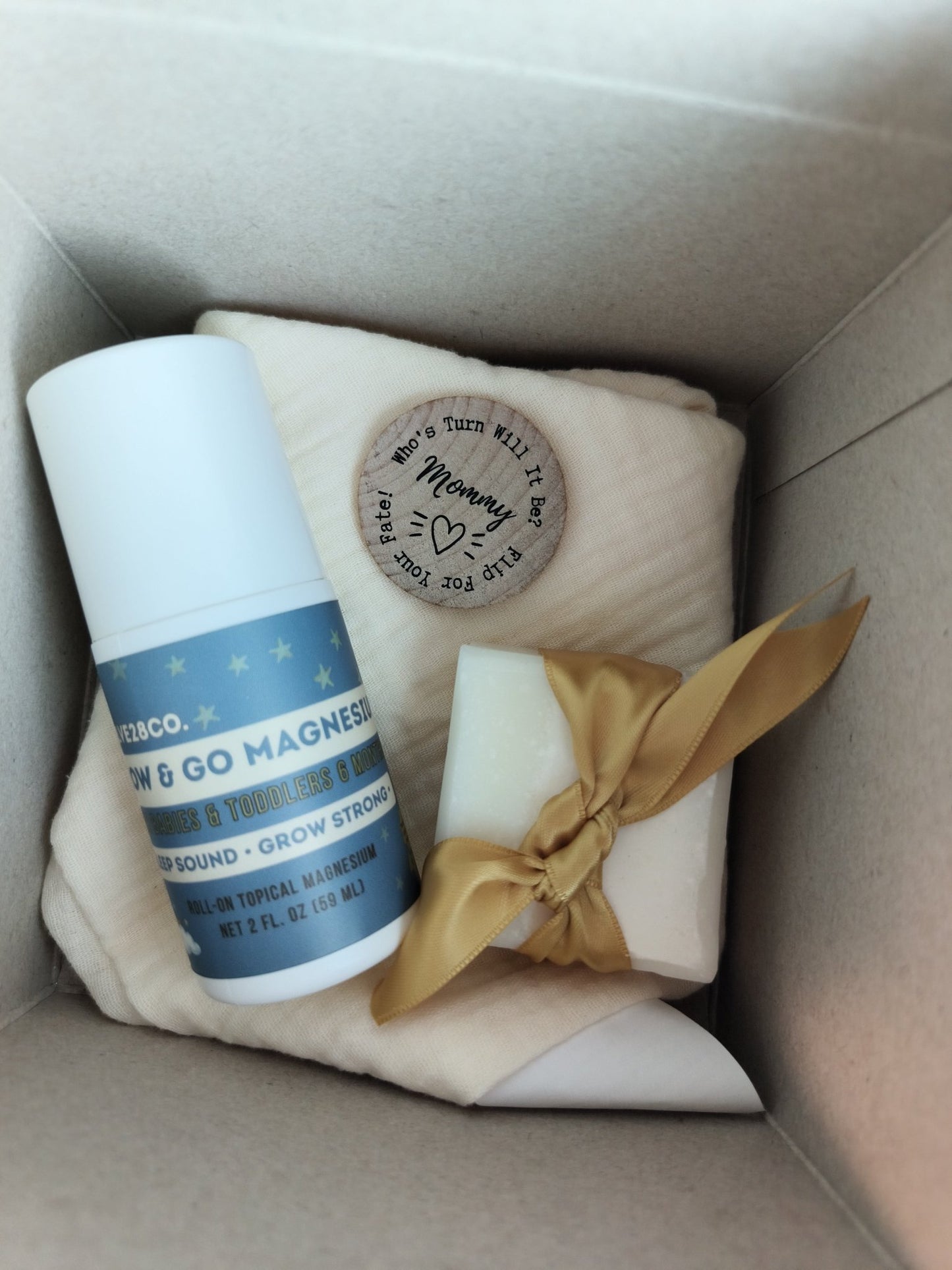 Made In Michigan Baby Shower Gift • Topical Magnesium • Tallow Baby Soap • Wooden Keepsake • Gift Set - TWELVE28CO