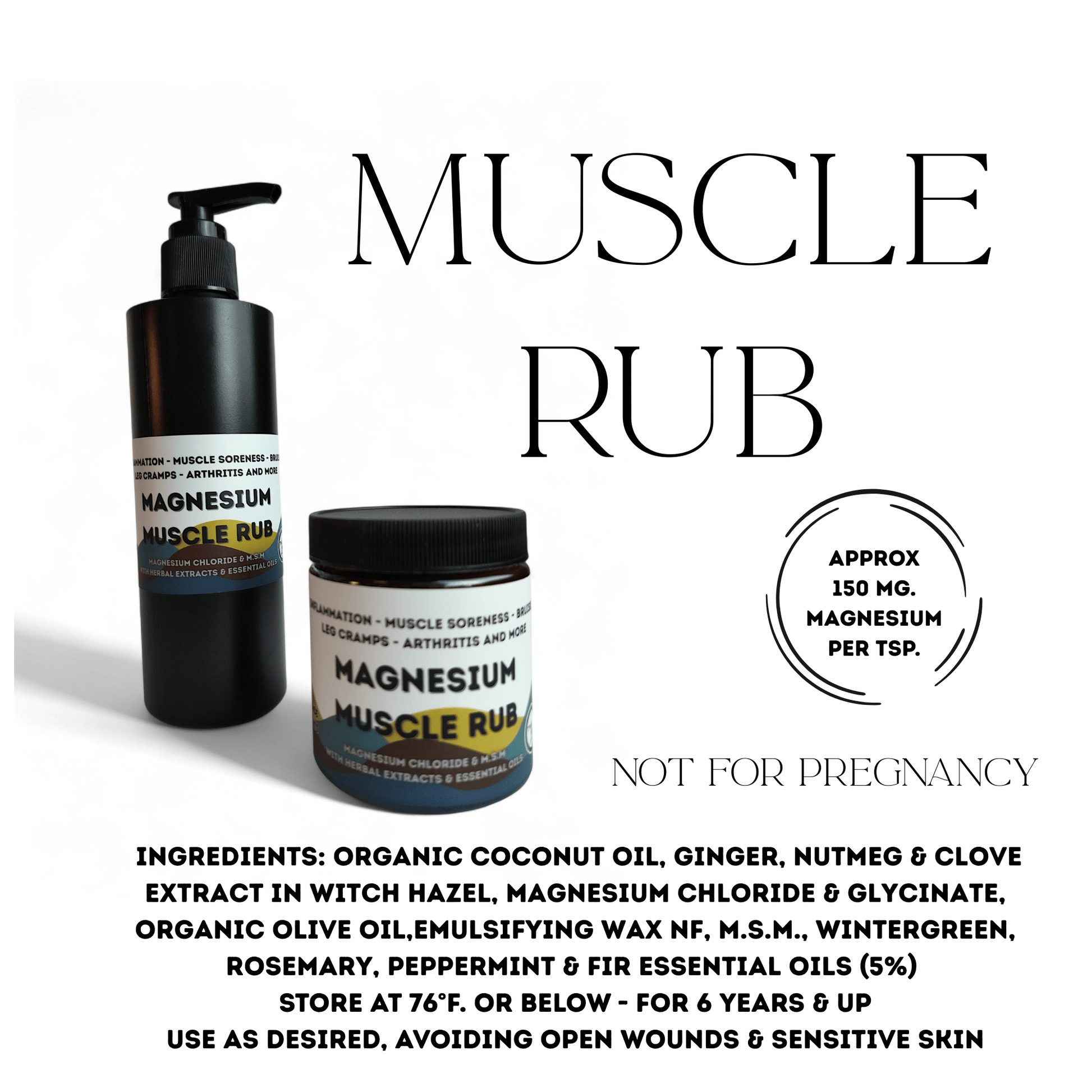 Magnesium MUSCLE RUB - Like "Icy Hot™️" or "Bio - freeze™️" but better! 150 mg. Magnesium Per Tsp. Michigan Made 🇺🇸 - TWELVE28CO