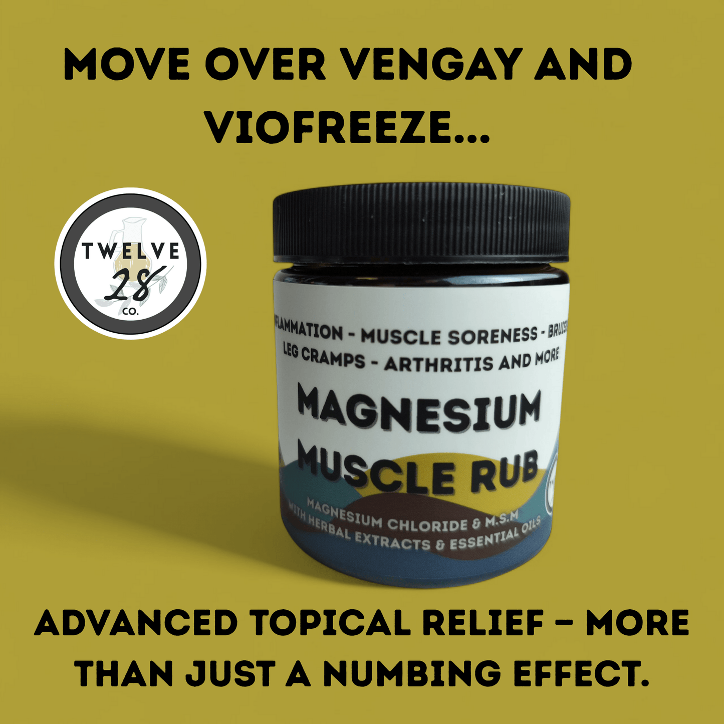 Magnesium MUSCLE RUB - Like "Icy Hot™️" or "Bio - freeze™️" but better! Magnesium Chloride Based Cream with Added Oils - TWELVE28CO