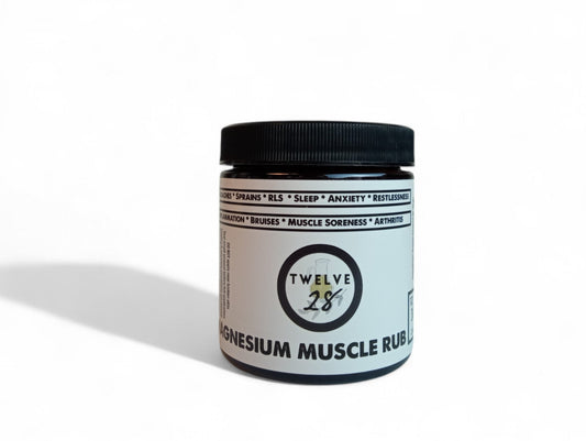 Magnesium MUSCLE RUB - Like "Icy Hot" or "Bio freeze" but better! Magnesium Chloride Based Cream with Added Oils - TWELVE28CO
