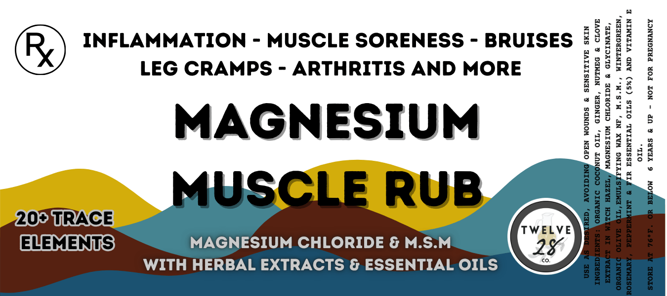 Magnesium MUSCLE RUB - Like "Icy Hot™️" or "Bio - freeze™️" but better! Magnesium Chloride Based Cream with Added Oils - TWELVE28CO