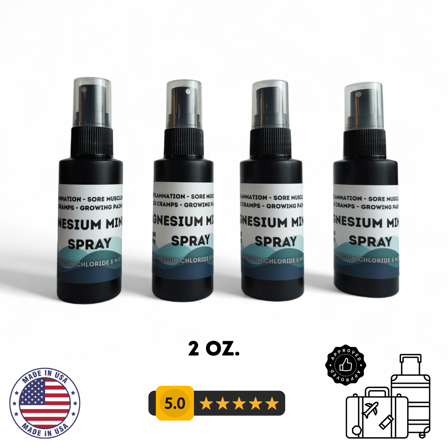 Magnesium Oil SPRAY 2 oz. Best Topical Magnesium | Sleep, Sore Muscles, Anxiety, Arthritis | Topical Magnesium Solution - TWELVE28CO