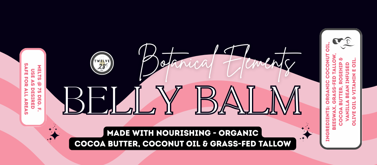 Organic Belly Balm for Stretch Marks – Tallow, Cocoa Butter & Coconut Oil Pregnancy Belly Butter - TWELVE28CO