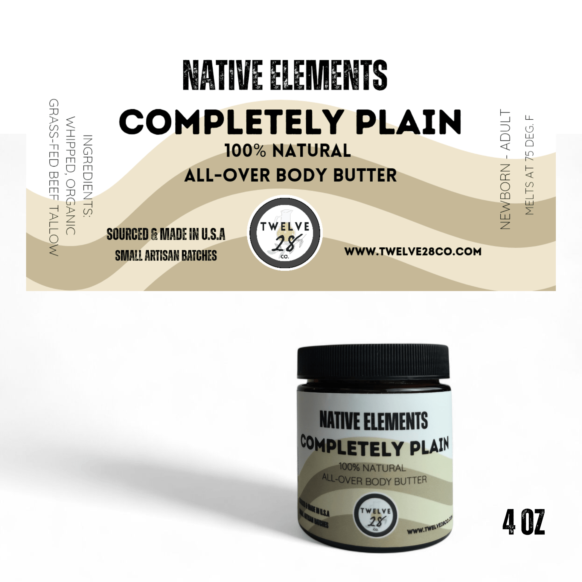 Organic Grass - fed Tallow Gift Set | Tallow Cream Gift Set | TWELVE28CO Native Elements Glow Cream & Plain Tallow - TWELVE28CO