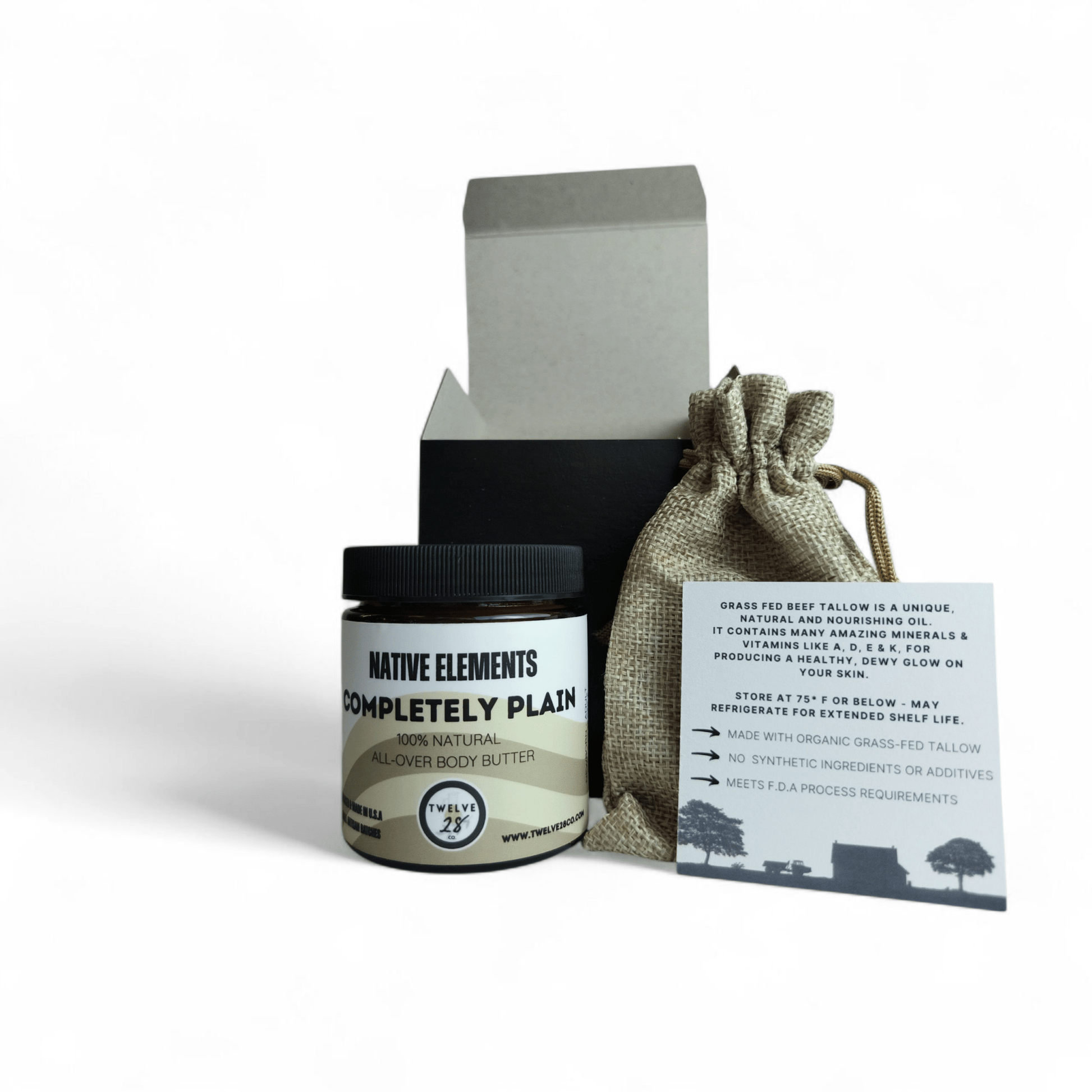 Organic Grass - fed Tallow Gift Set | Tallow Cream Gift Set | TWELVE28CO Native Elements Glow Cream & Plain Tallow - TWELVE28CO