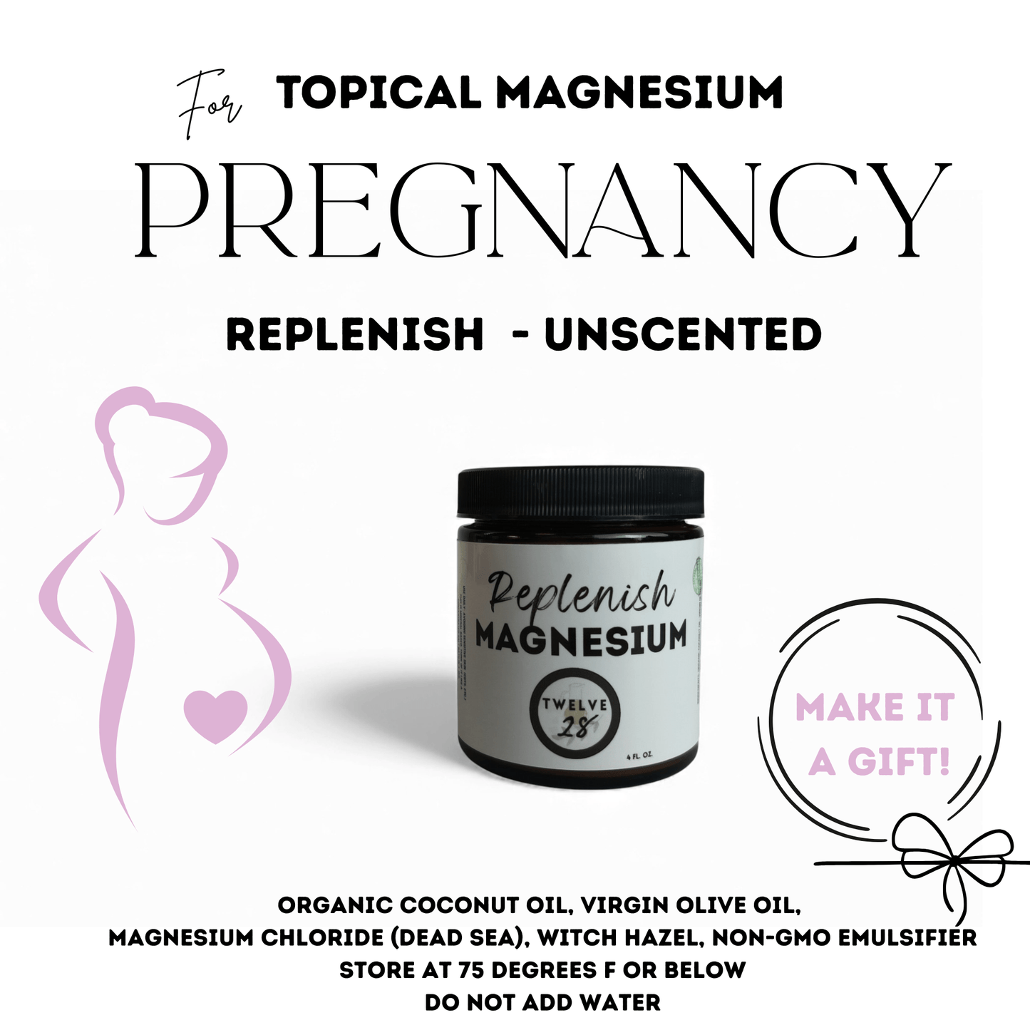 Organic PREGNANCY Magnesium Lotion - Natural Pregnancy Gift - TWELVE28CO - TWELVE28CO