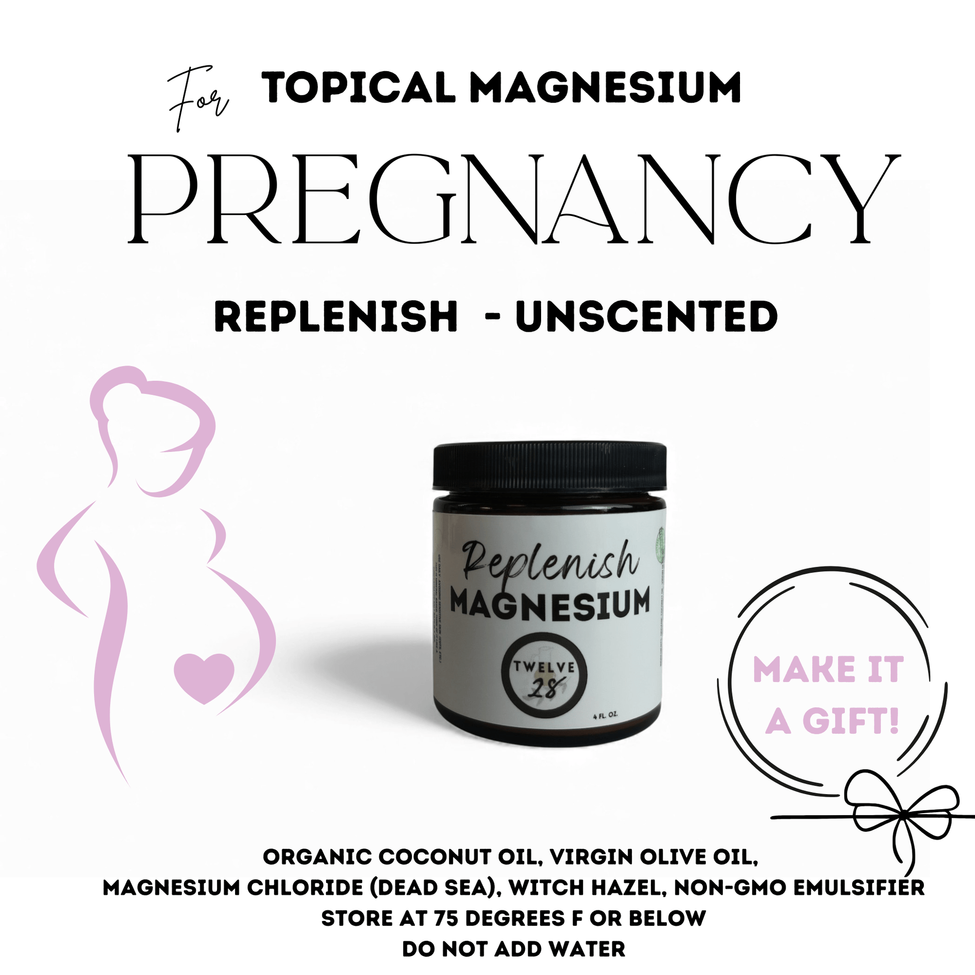 Organic PREGNANCY Magnesium Lotion - Natural Pregnancy Gift - TWELVE28CO - TWELVE28CO