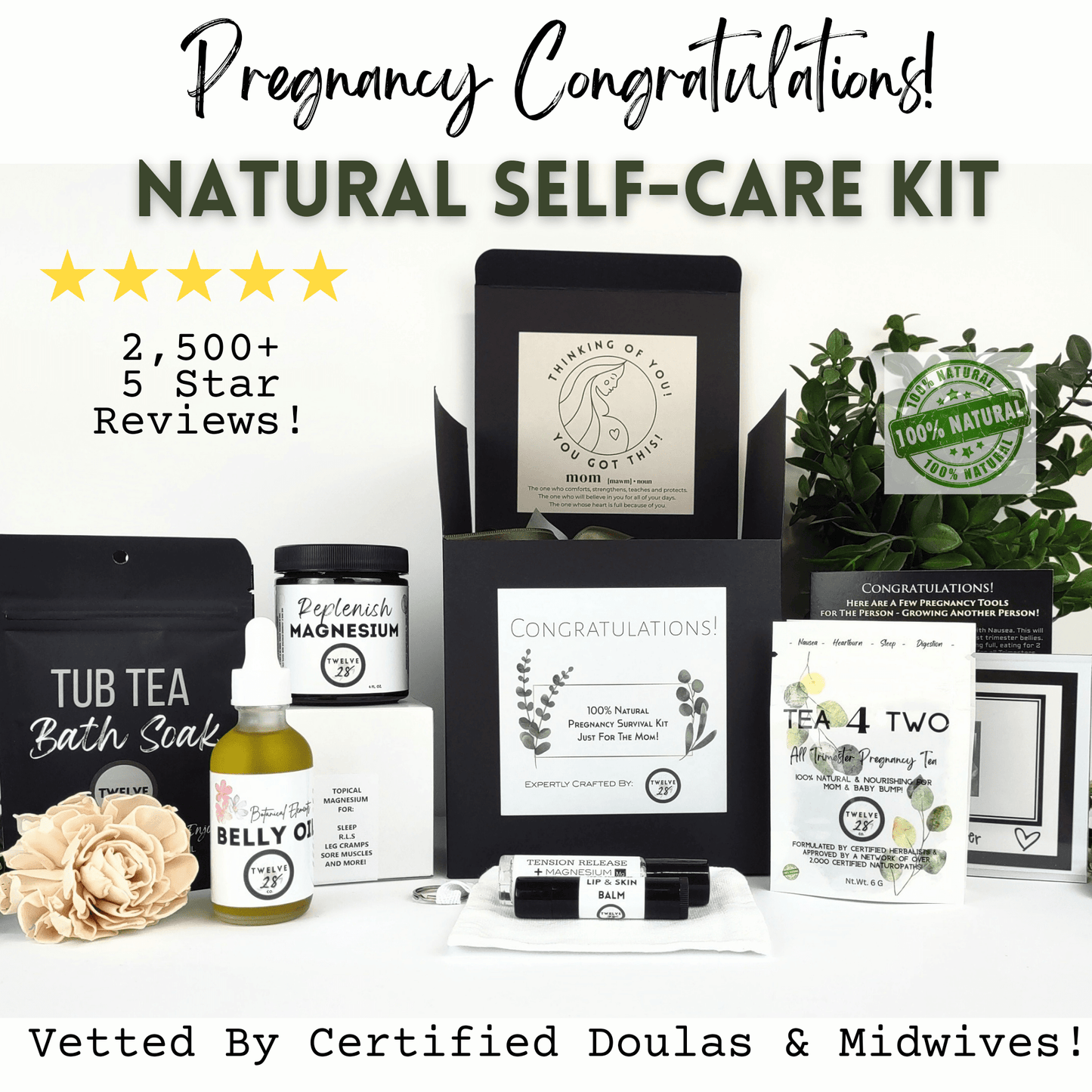 Organic Pregnancy Self Care Gift - Thoughtful & Useful Mama to be Maternity Congratulations - TWELVE28CO