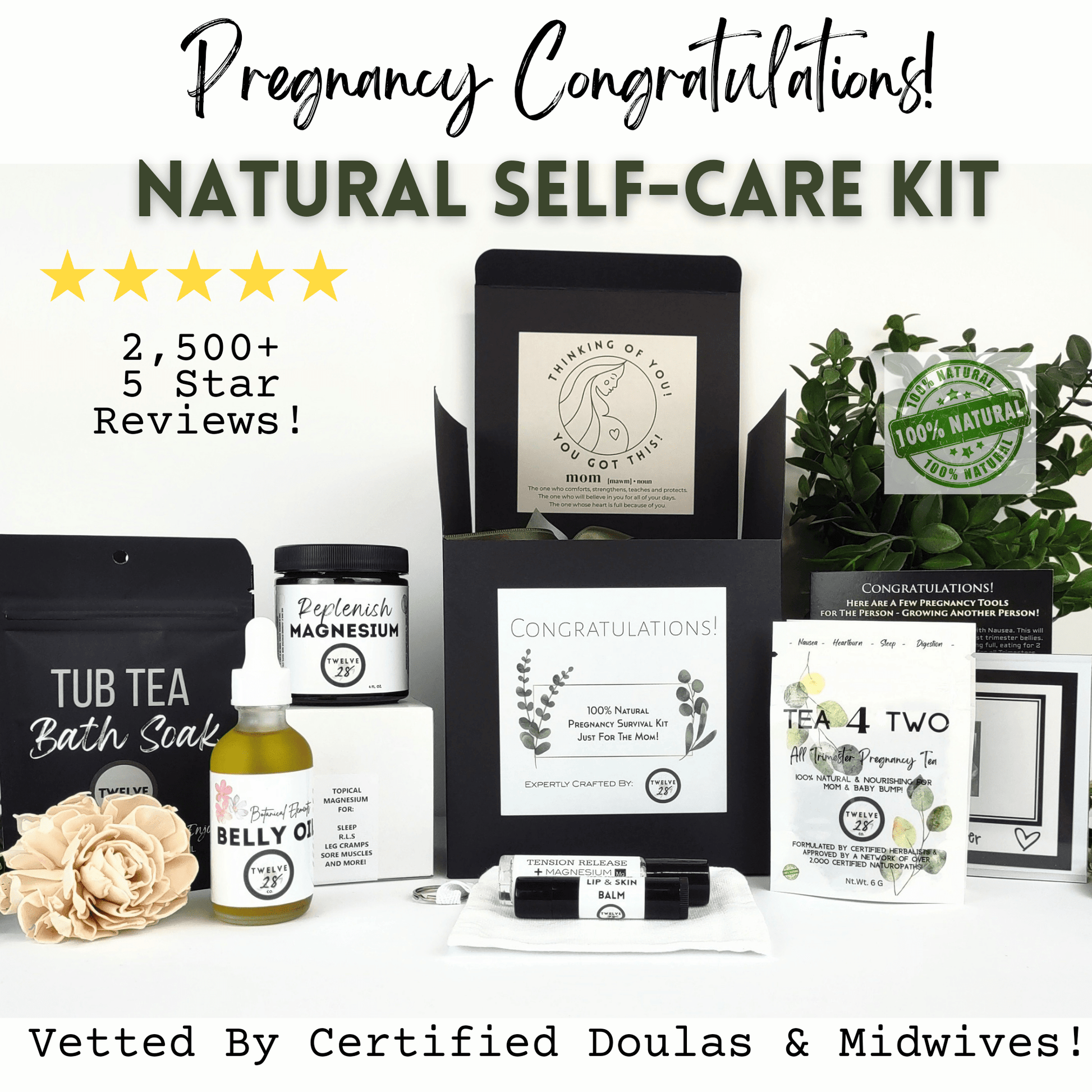 Organic Pregnancy Self Care Gift - Thoughtful & Useful Mama to be Maternity Congratulations - TWELVE28CO