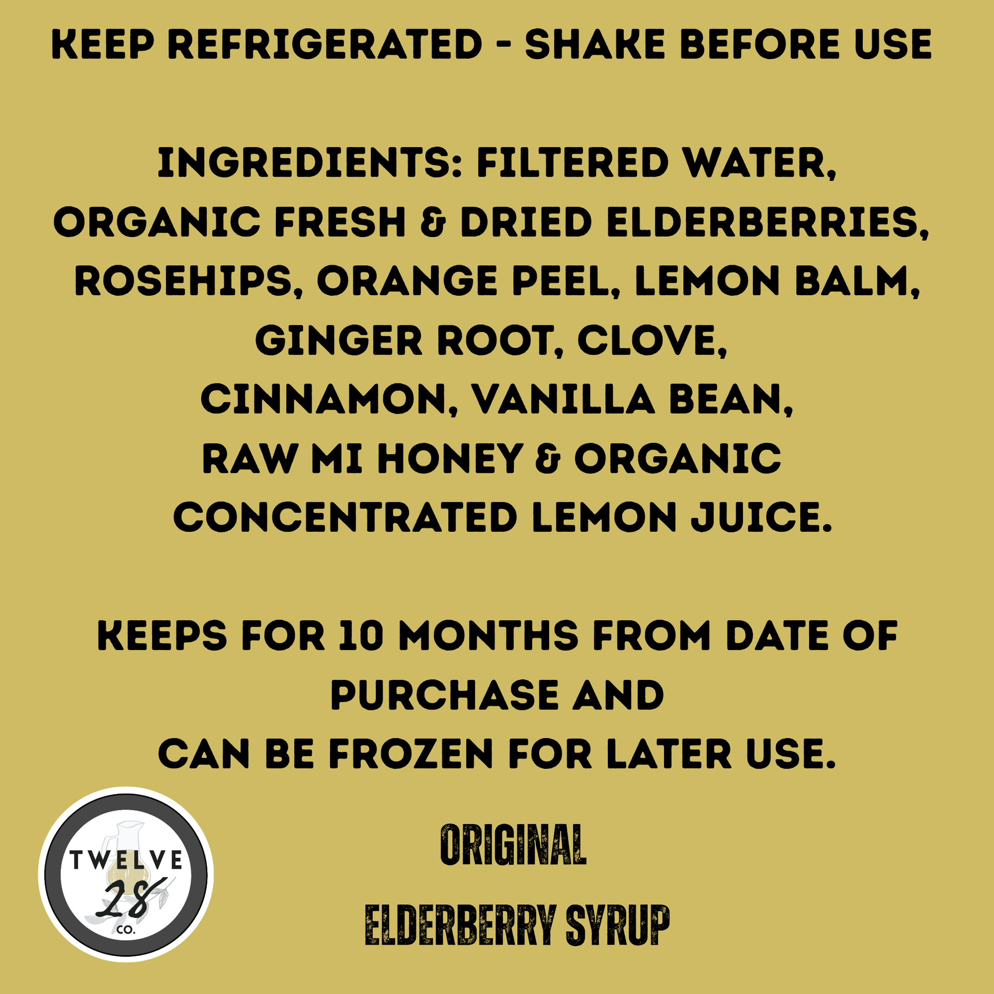 Original Elderberry Syrup 8 oz. - Refrigerate Upon Arrival - Lasts 10 Months From Purchase Date - SEASONAL ITEM - TWELVE28CO