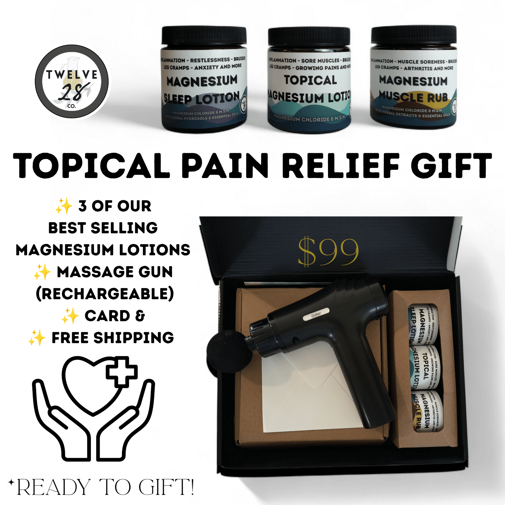 Professional Gift Set - Magnesium Cream + Massage Gun - TWELVE28CO