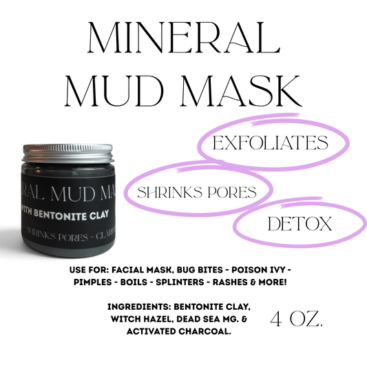 Purifying Mineral Mud Mask With Bentonite Clay – Armpit Detox, Rash Remedy & Exfoliant - TWELVE28CO