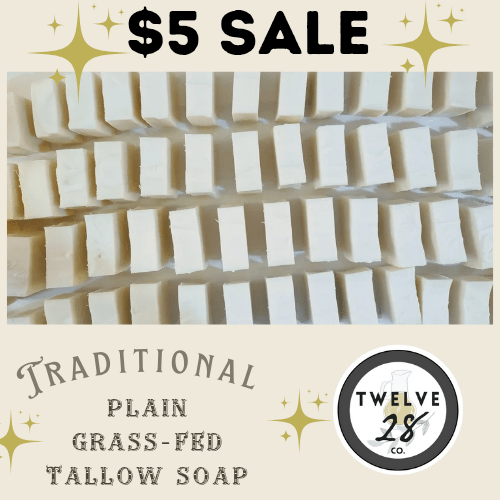 Tallow Soap 100% Natural Ingredients 4 oz. Plain Organic Gras - fed Tallow Soap. Tallow Baby Soap Tallow Soap Michigan Made Tallow Soap Gift - TWELVE28CO