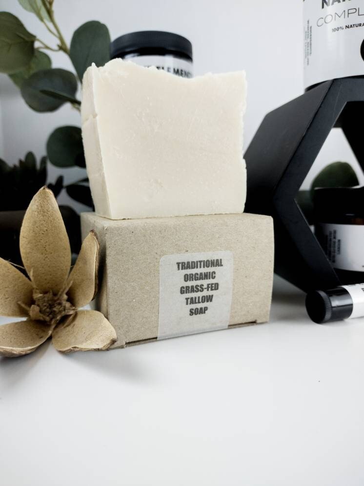 Tallow Soap 100% Natural Ingredients 4.5 oz. Plain Organic Gras - fed Tallow Soap. Tallow Baby Soap Tallow Soap Michigan Made Tallow Soap Gift - TWELVE28CO