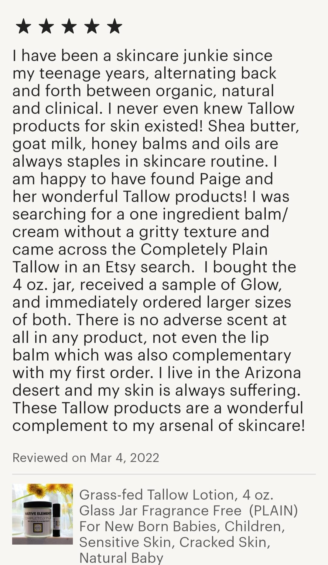 Grass-fed Tallow Lotion 